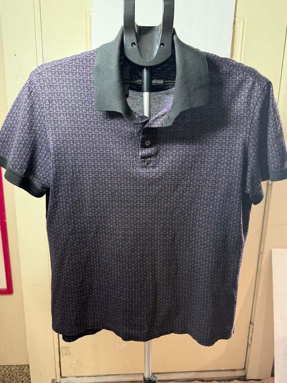 Salvatore Ferragamo Gancini Print Polo Shirt Black Purple
